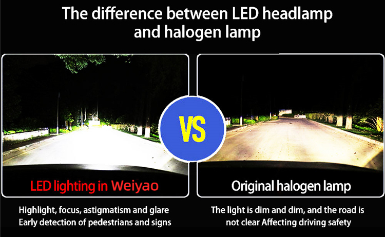 difference between led headlight and halogen lamp