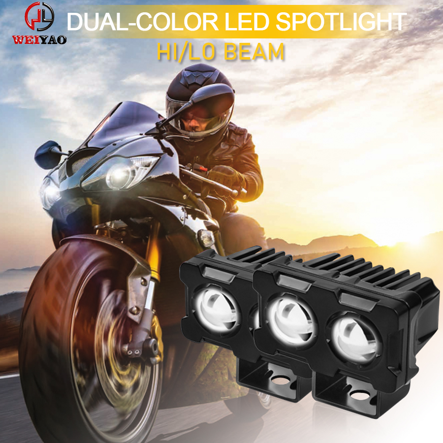 dual color motorcycle led auxiliary driving lights details