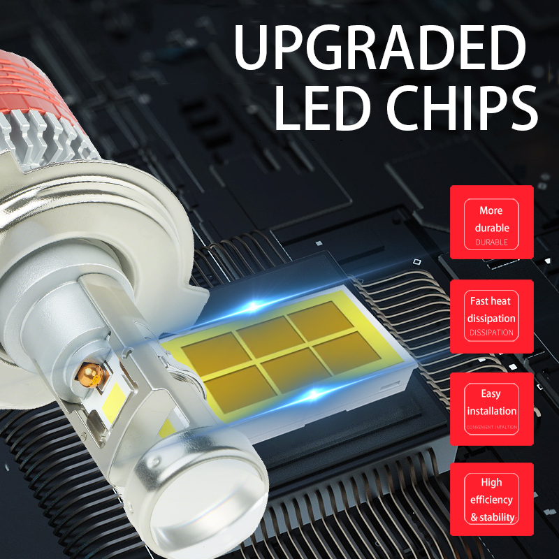 T93 Series | All in One High/Low Beam Plug and Play Mini Projector Lens LED Headlight Bulb H4