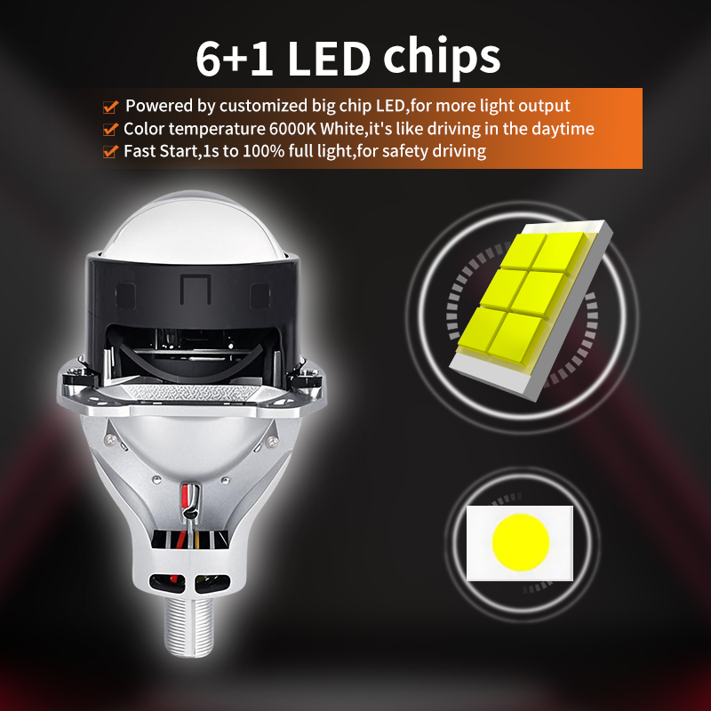 12V/24V 3 Inch Built-in Driver Dual Beam Led Projector Lens Headlight bulbs
