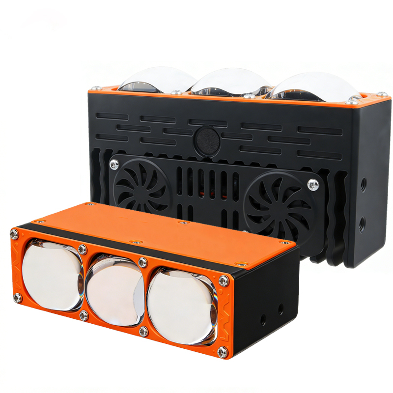 85W 3 Lens Bi Led Projector Car Grille Lights High Low Beam Double Fan Cooling Front Grille Lights Auxiliary Lights for Truck Off-road Vehicle SUV