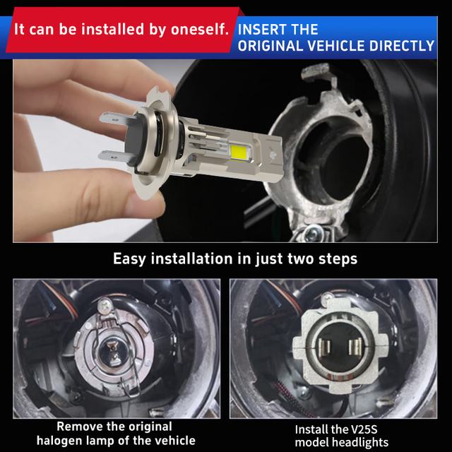 1:1 Size 70W 7000LM Plug and Play Non-Polarity All-in-One Car LED Headlight Bulb H7