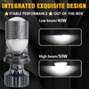 Waterproof Fanless 80W/100W LED Car Headlight With Mini Projector Lens H4 