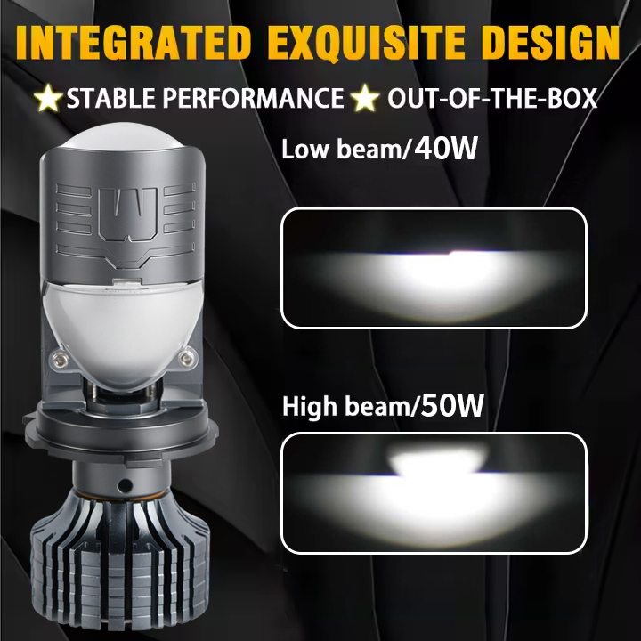Waterproof Fanless 80W/100W LED Car Headlight With Mini Projector Lens H4 