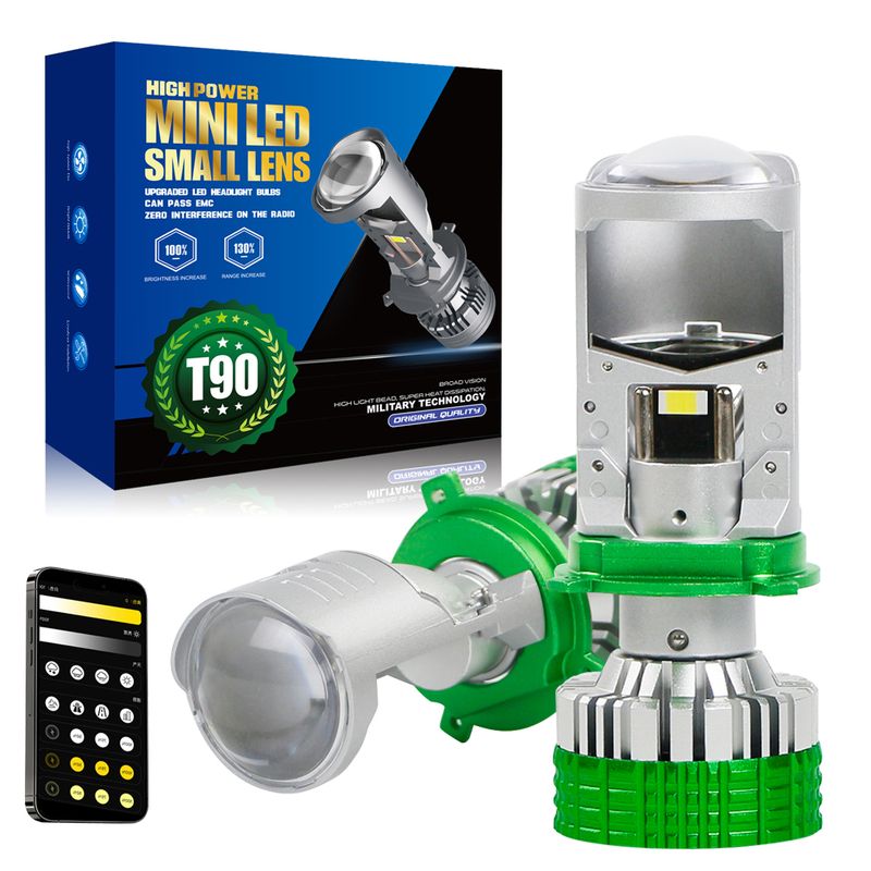 Color Changing 6000K 4300K 3000K 3-color Mini Projector Lens LED Headlight Bulbs With Remote Control