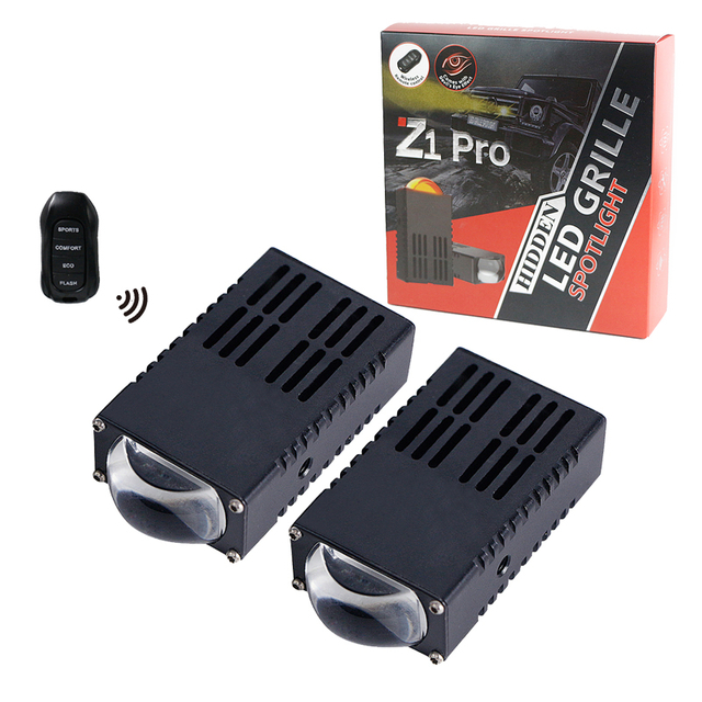 12v Super Bright Grille Spotlights with Remote Control 65W White And Yellow LED Auto Grille Lights Laser Projector Lens