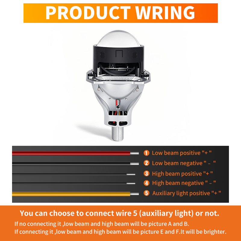 12V/24V 3 Inch Built-in Driver Dual Beam Led Projector Lens Headlight bulbs