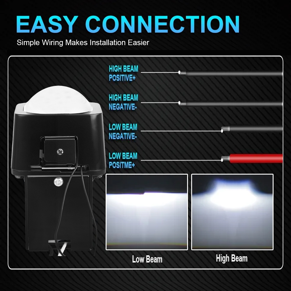 1.5 Inch Mini Laser Hi/Lo Beam Dual Light Projectors Lens Matrix Module Car LED Headlight Bulbs