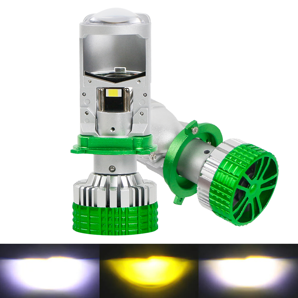T90 Tricolor Series | 12V 6000K 4300K 3000K 3-color LED Headlight Bulbs with with Projector Lens