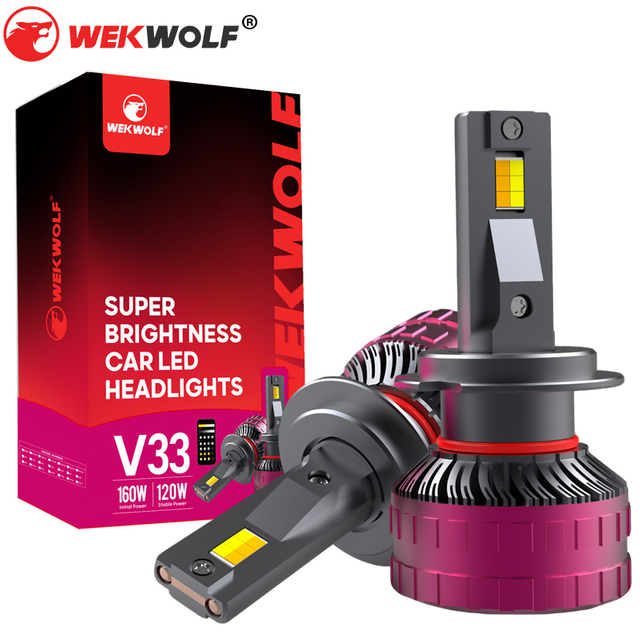 V33 Series | 120W 13000LM 8000K 6000K 3000K Tri-Color LED Headlight Bulbs for Car
