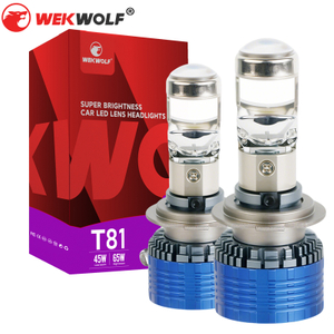 6000K Cool White 8400LM Mini Projector Lens Auto LED Headlight Bulbs H7
