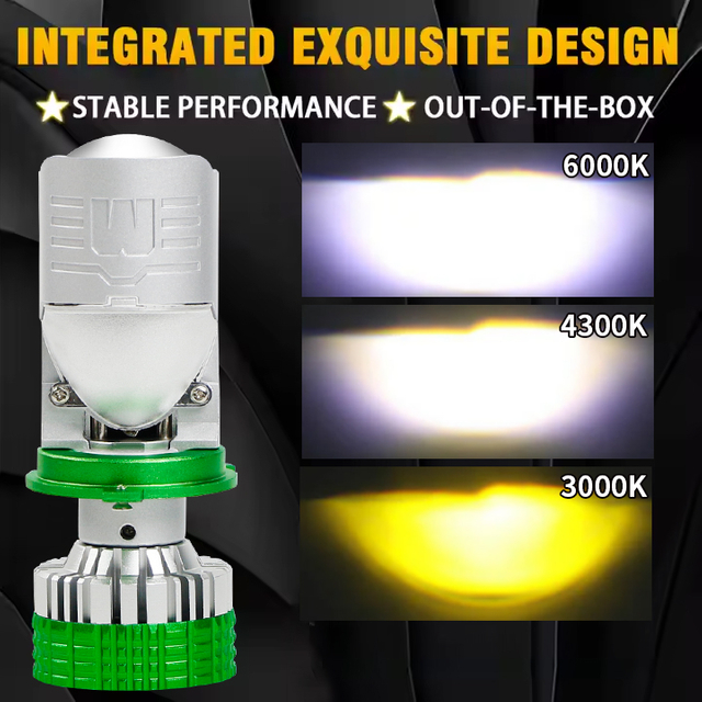 T90 Tricolor Series | 12V 6000K 4300K 3000K 3-color LED Headlight Bulbs with with Projector Lens