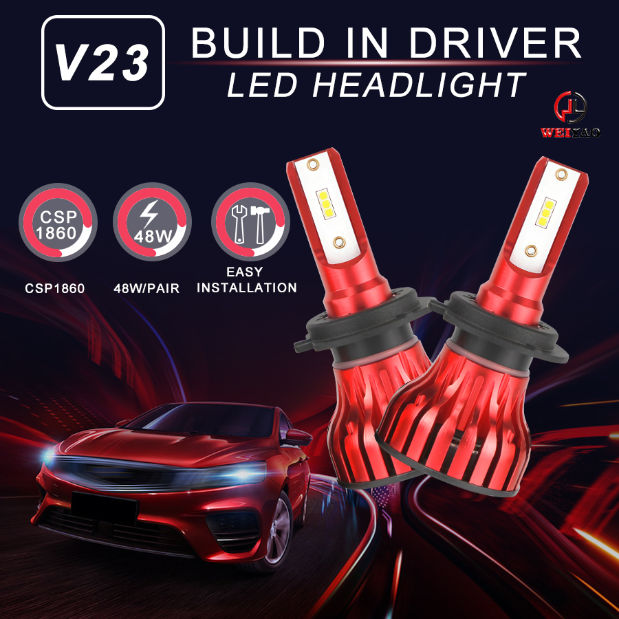 red h7 led headlights