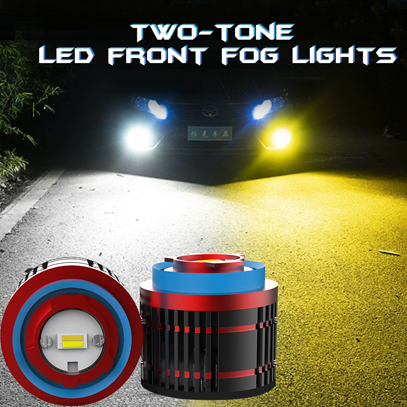 Super Bright LED Fog Light Bulbs Dual Amber White 24W 3000LM Switch Color Plug and Play Mini Front Fog Lamp for Toyota