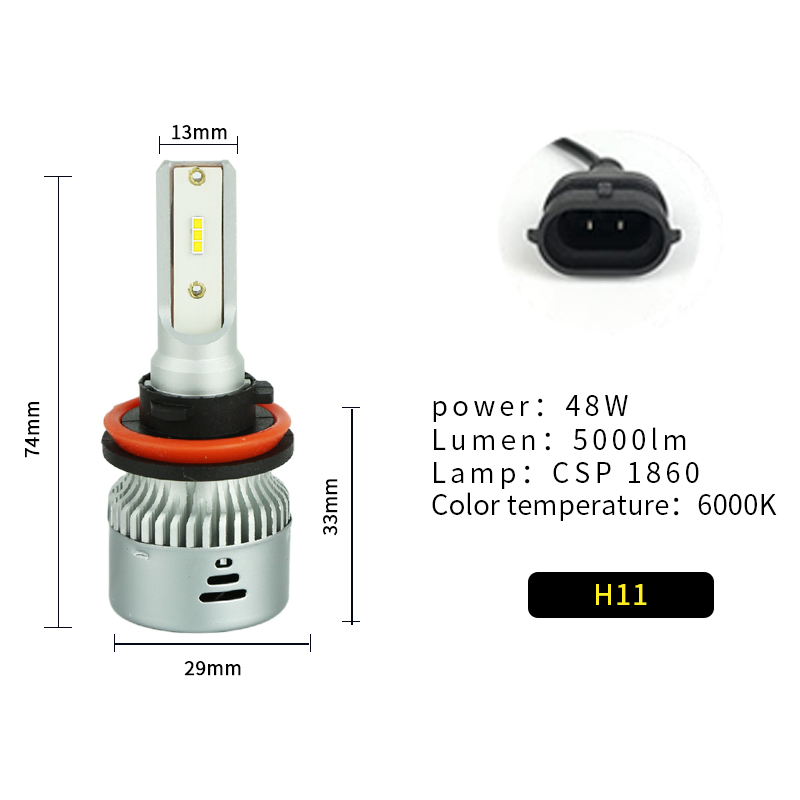 h11 led headlight size