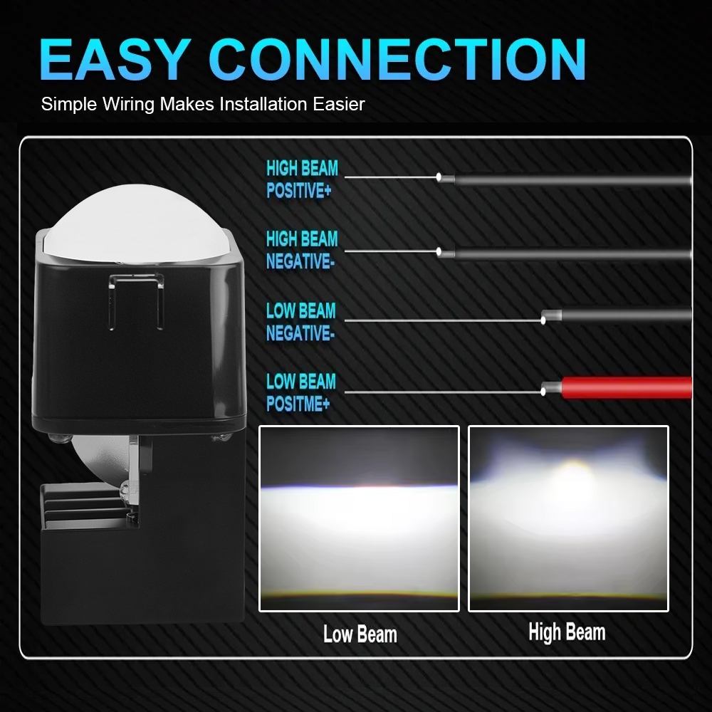 1.5 Inch Mini Laser Hi/Lo Beam Dual Light Projectors Lens Matrix Module Car LED Headlight Bulbs
