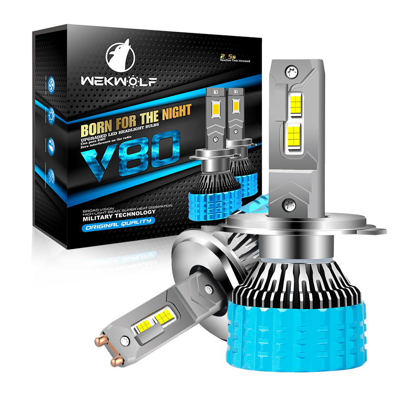 V80 Series | Factory Direct Sales Super Bright High-performance 180W 18000LM 6000K White Automotive LED Headlight Bulb