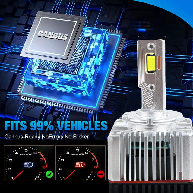 Three Copper Tubes D1S/D2S/D3S/D4S/D8S LED Headlight Bulbs 18W 18000LM 6000K 1:1 Size Plug & Play Replacement For HID Xenon